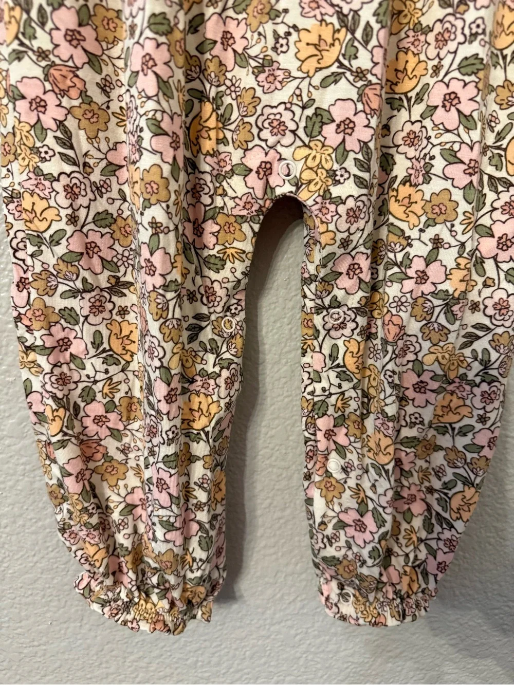 Kids Floral Long-Sleeve Romper in Pink & Mustard - Brand: blank